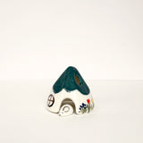 Dark Green Ceramic Mouse House Cone Incense Burner