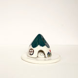 Dark Green Ceramic Mouse House Cone Incense Burner