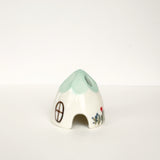 Turquoise Ceramic Mouse House Cone Incense Burner