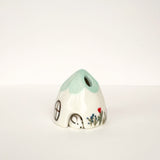 Turquoise Ceramic Mouse House Cone Incense Burner