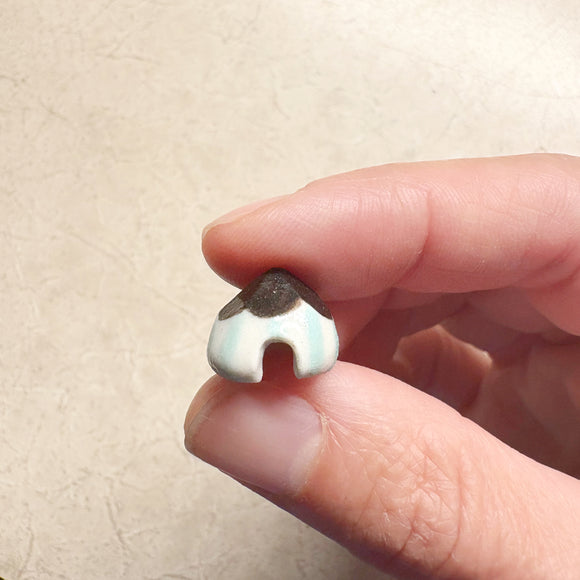 Tiny Turquoise Ceramic Striped Mouse House