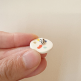 Tiny Yellow Ceramic Striped Mouse House