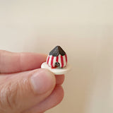 Tiny Red Ceramic Striped Mouse House