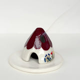 Turquoise Ceramic Mouse House Cone Incense Burner SET
